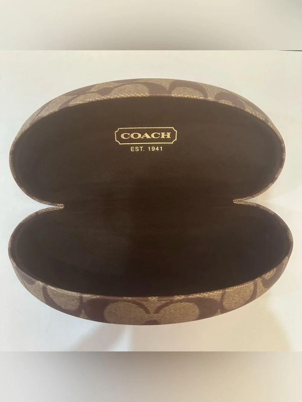 Coach Brown Signature Monogram Hard Shell Sunglasses Case